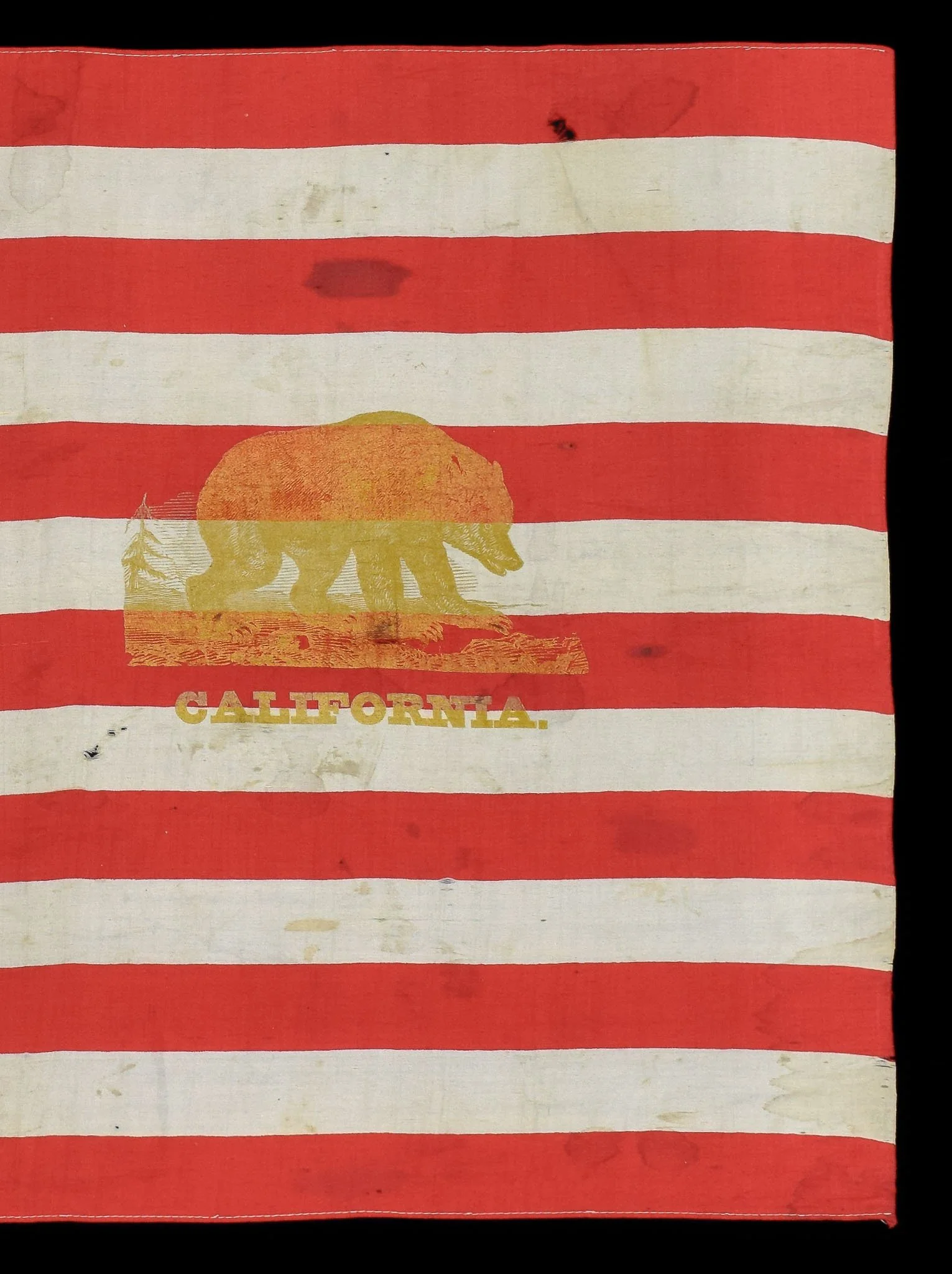 39 Star Antique Flag with an Overprint of the California Bear